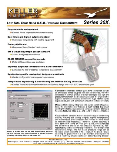 Keller 30X系列高精度OEM压力变送器 英文手册