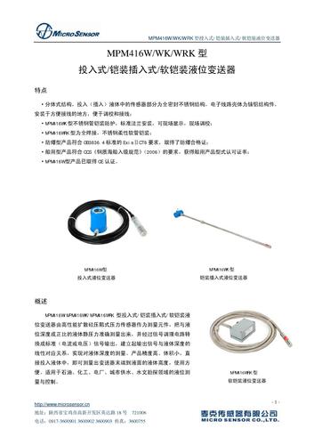 麦克 MPM416W/WK/WRK型液位变送器产品手册