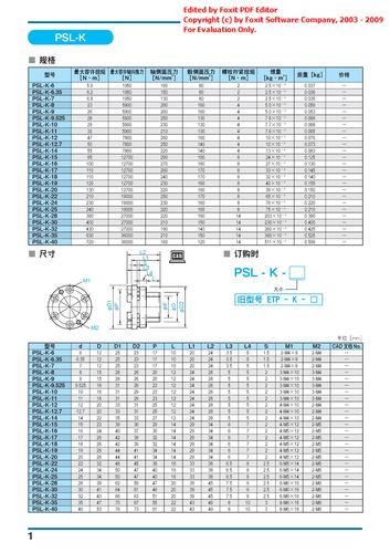 三木 PSL-K型POSI LOCK(R)轴套选型手册