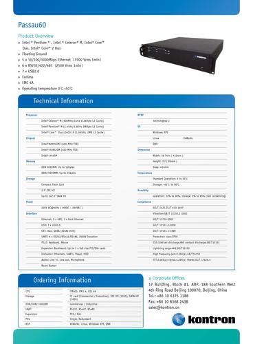 控创3U CompactPCI 处理器板Passau60技术参数下载