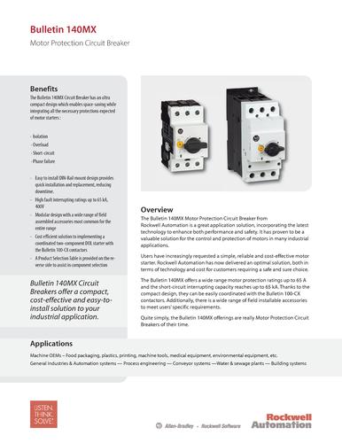罗克韦尔 Bulletin 140MX电机保护断路器产品简介（英文）