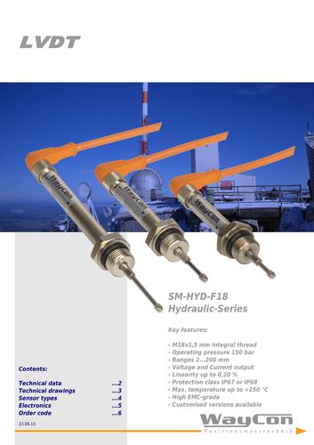 WAYCON 差动变压位移传感器SM-HYD-F18法兰安装型产品说明（英文）