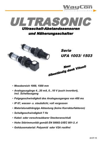 WAYCON 超声波位移传感器UFA1003/1503系列产品介绍（英文）