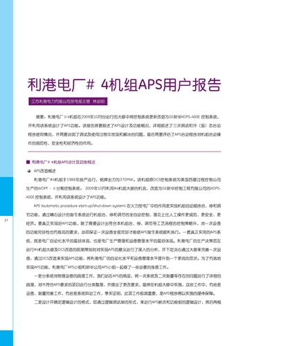 利港电厂＃4机组APS用户报告