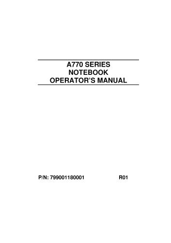 神基科技 A770系列笔记本操作手册（英文）
