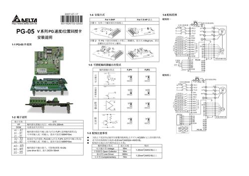 台达 PG-05V系列PG速度/位置回授卡安装说明