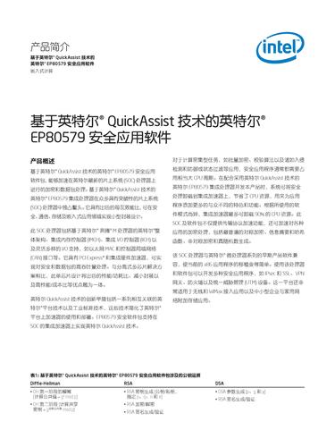 英特尔 基于英特尔QuickAssist技术的英特尔EP80579安全应用软件简介