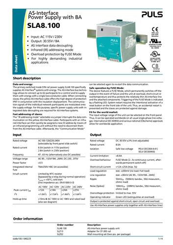 普尔世 SLA8.100 ASI总线电源资料（英文）