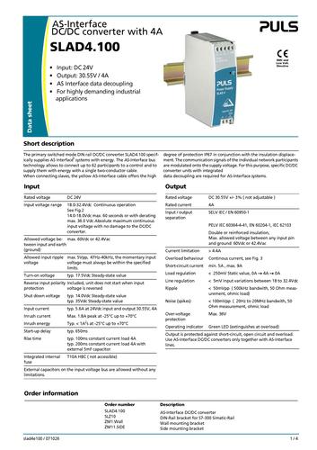 普尔世 SLAD4.100 ASI总线电源资料（英文）