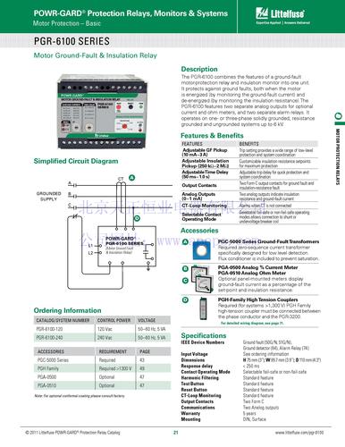 力特 PGR-6100系列电机接地故障和绝缘继电器产品说明（英文）