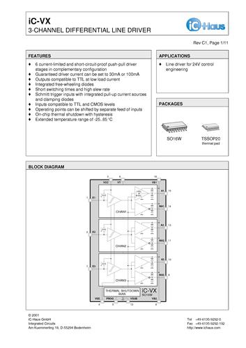 IC-Haus iC-VX差分线路驱动器选型手册（英文）