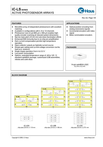 IC-Haus iC-LS系列集成光编码器（Integrated Opto and Encoders）