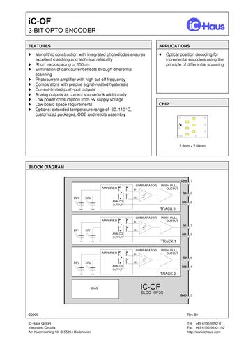 IC-Haus iC-OF集成光编码器（Integrated Opto and Encoders）