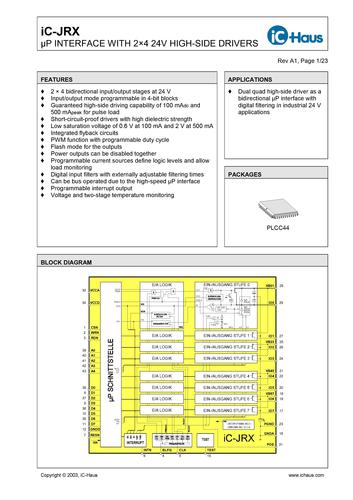 IC-Haus iC-JRX I/O接口（I/O Circuits）