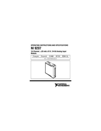 聚星仪器 NI 9207使用说明和产品规范（英文）