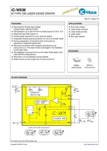 IC-Haus iC-WKM激光驱动器（Laser Drivers）