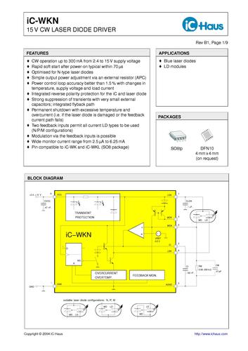 IC-Haus iC-WKN激光驱动器（Laser Drivers）