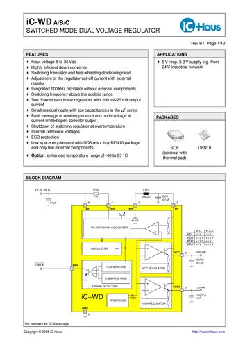 IC-Haus iC-WD/WDL DC/DC变换器（Converters）