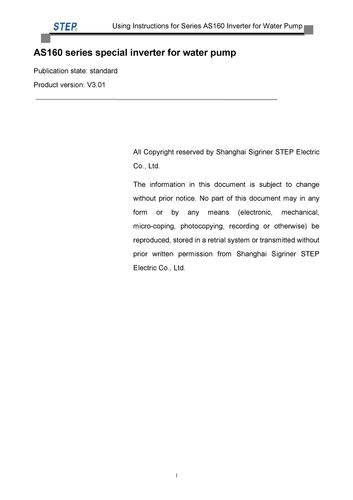 新时达 AS160系列水泵专用变频器说明（英文）