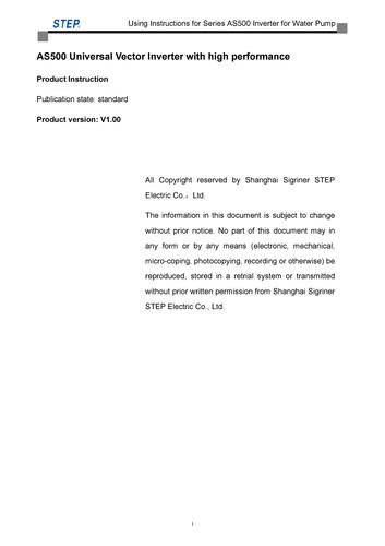新时达 AS500通用矢量变频器说明书（英文）
