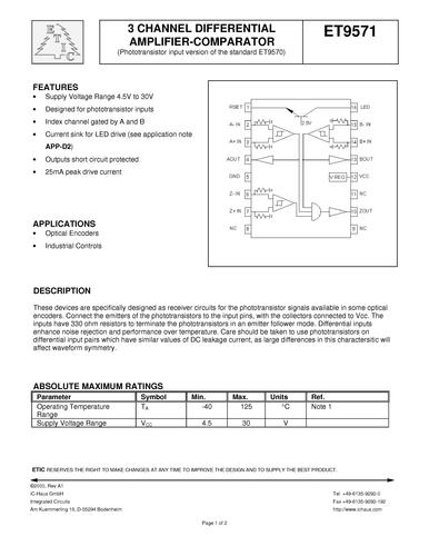 IC-Haus ET9571放大器比较器（英文）