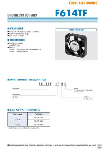 COPAL F410TF 无电刷DC风扇（DC Fans）