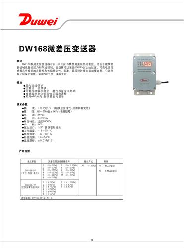 杜威仪表DW168系列微差压变送器