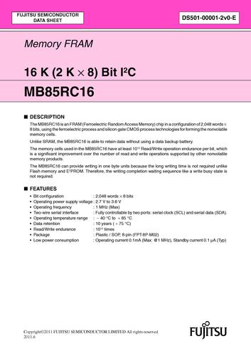 FUJITSU IIC接口存储芯片MB85RC16 系列英文资料