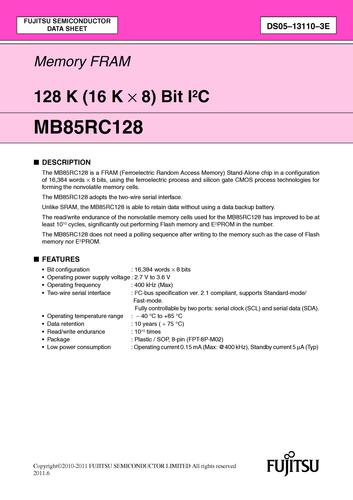 FUJITSU IIC接口 存储芯片MB85RC128系列英文资料