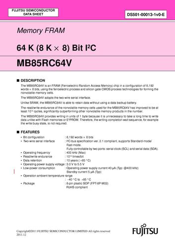 FUJITSU IIC接口存储芯片MB85RC64V系列英文资料