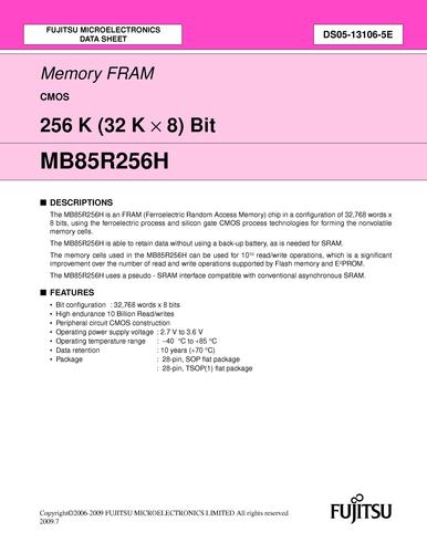 FUJITSU 并行接口存储芯片MB85R256H系列英文资料