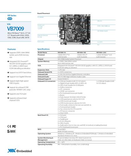 威盛 VB7009 嵌入式主板产品简介