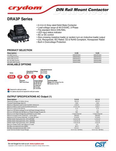 Crydom DRA系列 三相交流接触器  英文手册