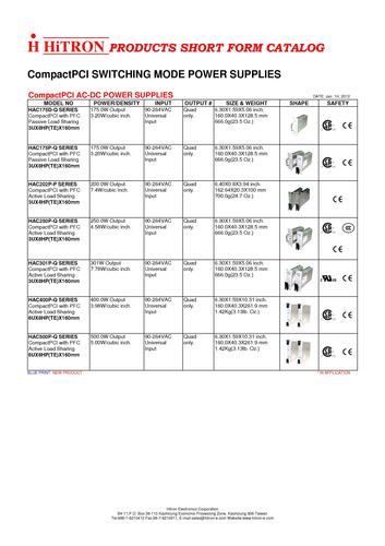 CompactPCI SWITCHING MODE POWER SUPPLIES