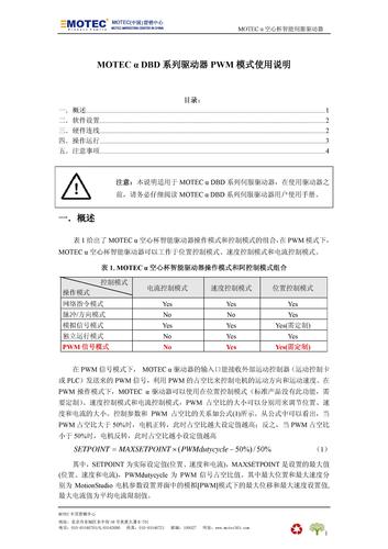 DBD系列MOTEC空心杯驱动器PWM模式使用手册