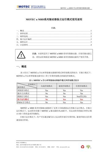 MOTEC空心杯伺服驱动器－MBD系列（Mini型）独立运行模式操作指南
