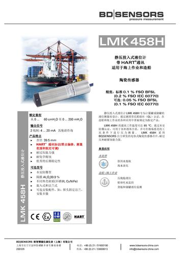 德国BD SENSORS 投入式液位计 LMK458H产品样本
