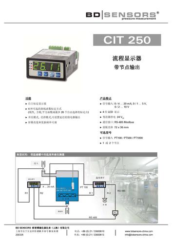 德国BD SENSORS 流程显示器 CIT 250 产品样本