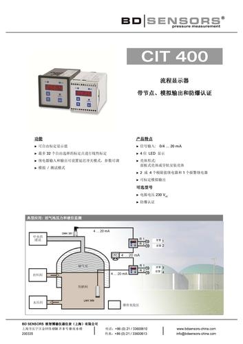 德国BD SENSORS 流程显示器 CIT 400 产品样本