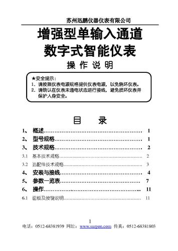 苏州迅鹏SPB-XSE增强型智能数显表 说明书