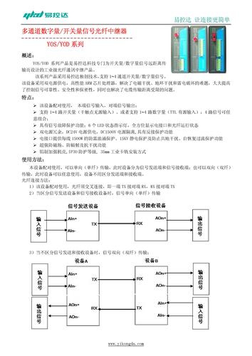 多通道开关量数字量光纤中继器应用手册