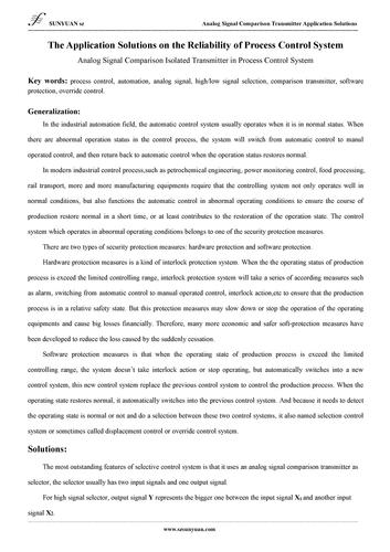 Analog Signal Comparison Isolated Transmitter in Process Control System