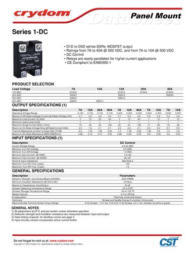 CST旗下品牌Crydom D2D系列 态继电器