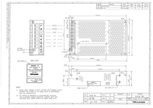 TDK-Lambda CS150系列 单体式电源 外观图