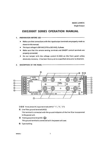 TDK-Lambda EWS3000T系列 单体式电源（使用说明书）