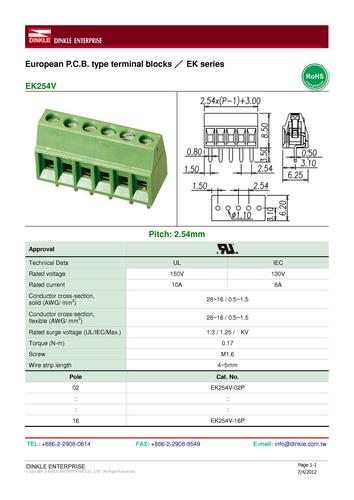 町洋 EK254V系列 方盒型 印刷电路板型接线端子