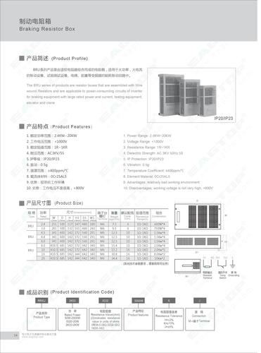 上海鹰峰   制动电阻箱选型手册