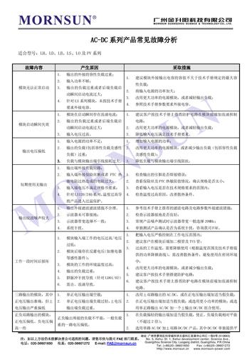 AC-DC系列产品常见故障分析-2016年版