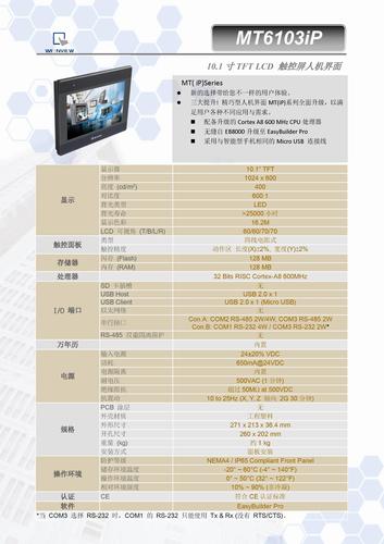 威纶通：MT6103iP1_Datasheet_CHS