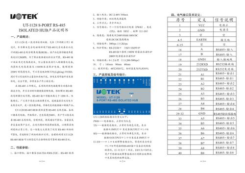 宇泰 UT-1128 RS-232/RS-485转8PORT RS-485导轨式集线器说明书